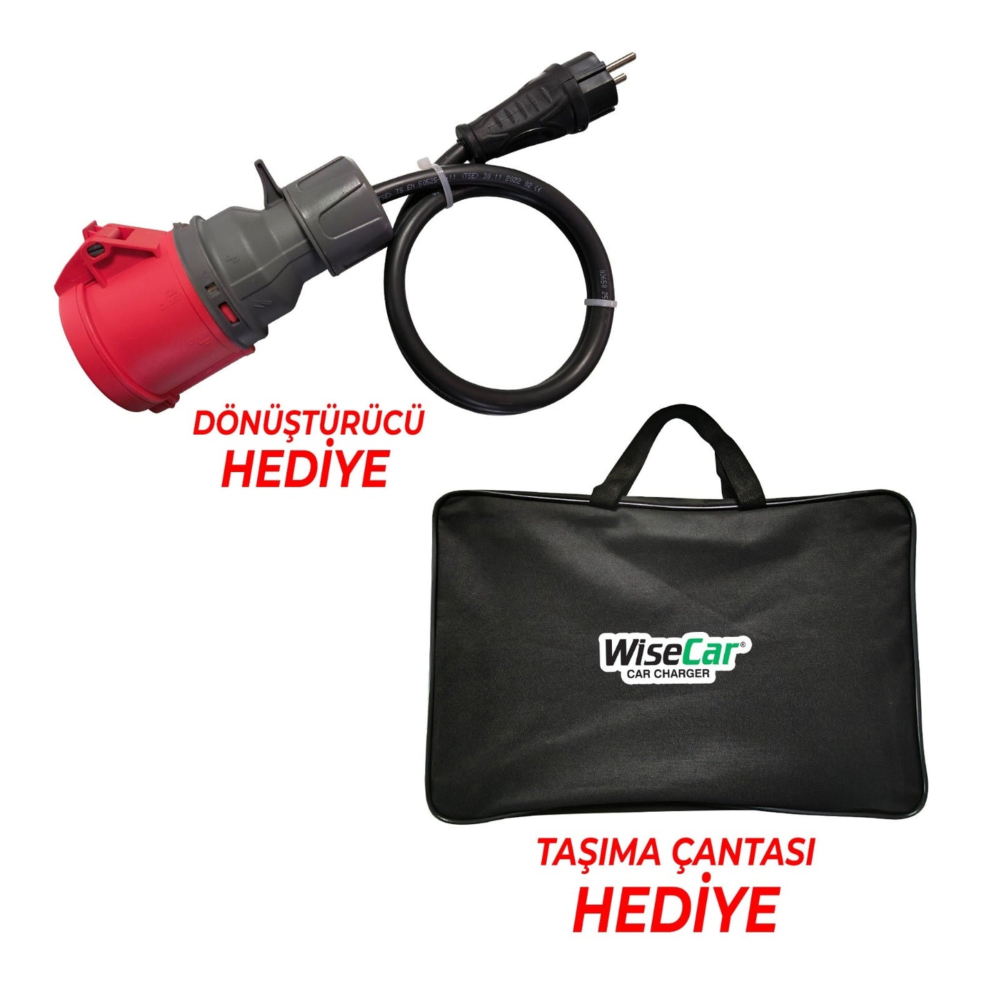 WiseCar WTP1 | 7.4kW & 3.5kW Akıllı Şarj Cihazı + 220V Priz Dönüştürücü WiseCar