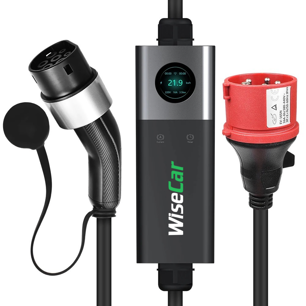 WiseCar WTPS3 22 KW Taşınabilir Elektrikli Araç Şarj Cihazı Mobil Uygulamalı Wifi Bluetooth ile her yerde şarj imkanı.