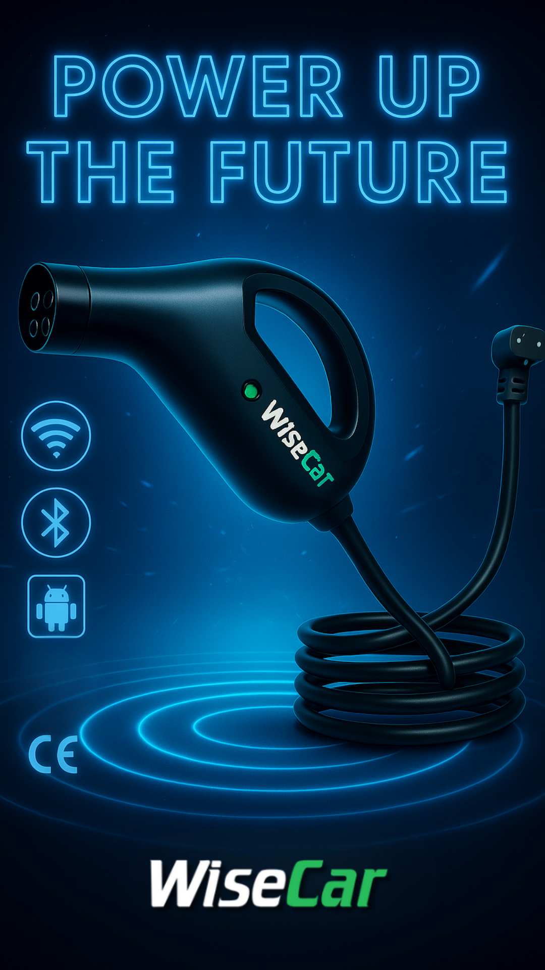 WiseCar WTPG1 – 3.5kW Taşınabilir Elektrikli Araç Şarj Cihazı Mobil Uygulamalı + Wifi + Bluetooth WiseCar