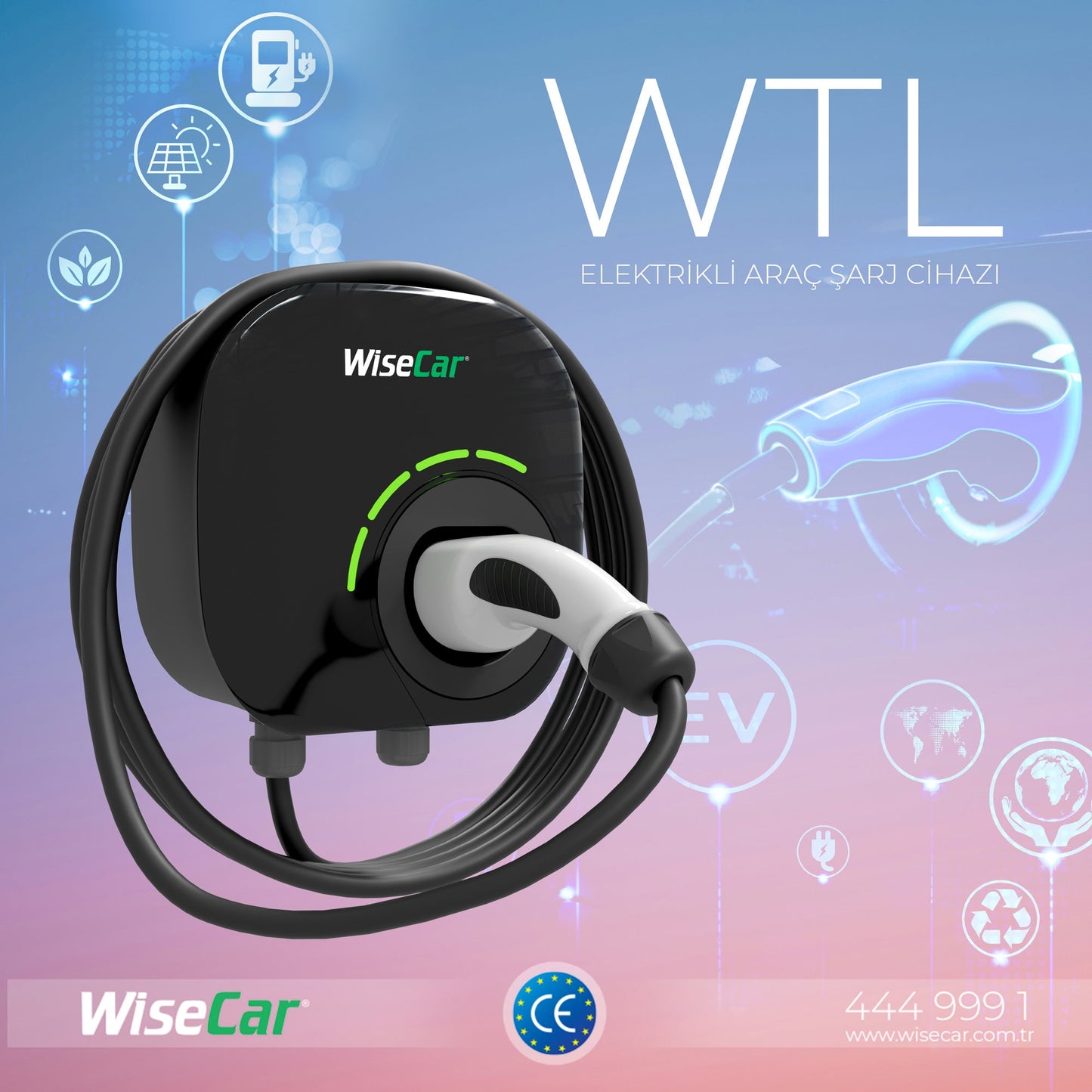 WiseCar WTL – Yapay Zeka Destekli Akıllı Elektrikli Araç Şarj Cihazı | 22 kW | Mobil Uygulama & WiseCar AI WiseCar