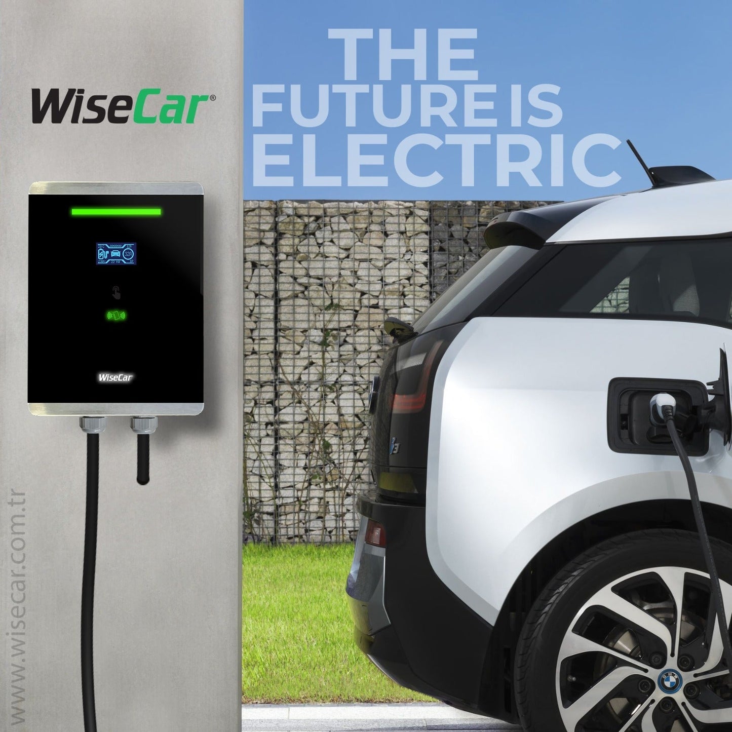 WiseCar WT1 Smart 7.4 KW Duvar Tipi Elektrikli Araç Şarj İstasyonu Kablolu WiseCar
