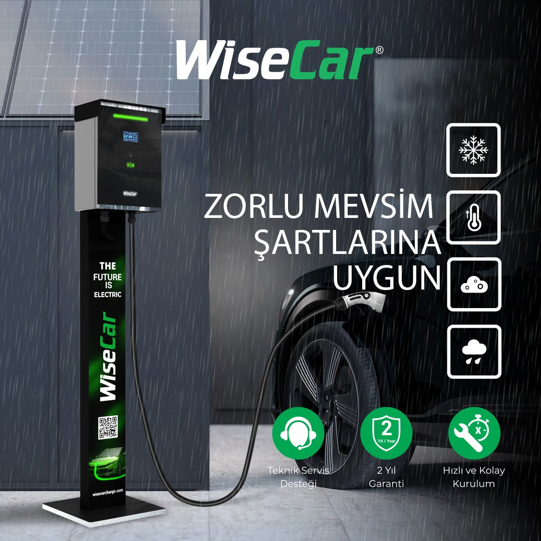 WiseCar WT1 Smart 7.4 KW Duvar Tipi Elektrikli Araç Şarj İstasyonu Kablolu WiseCar
