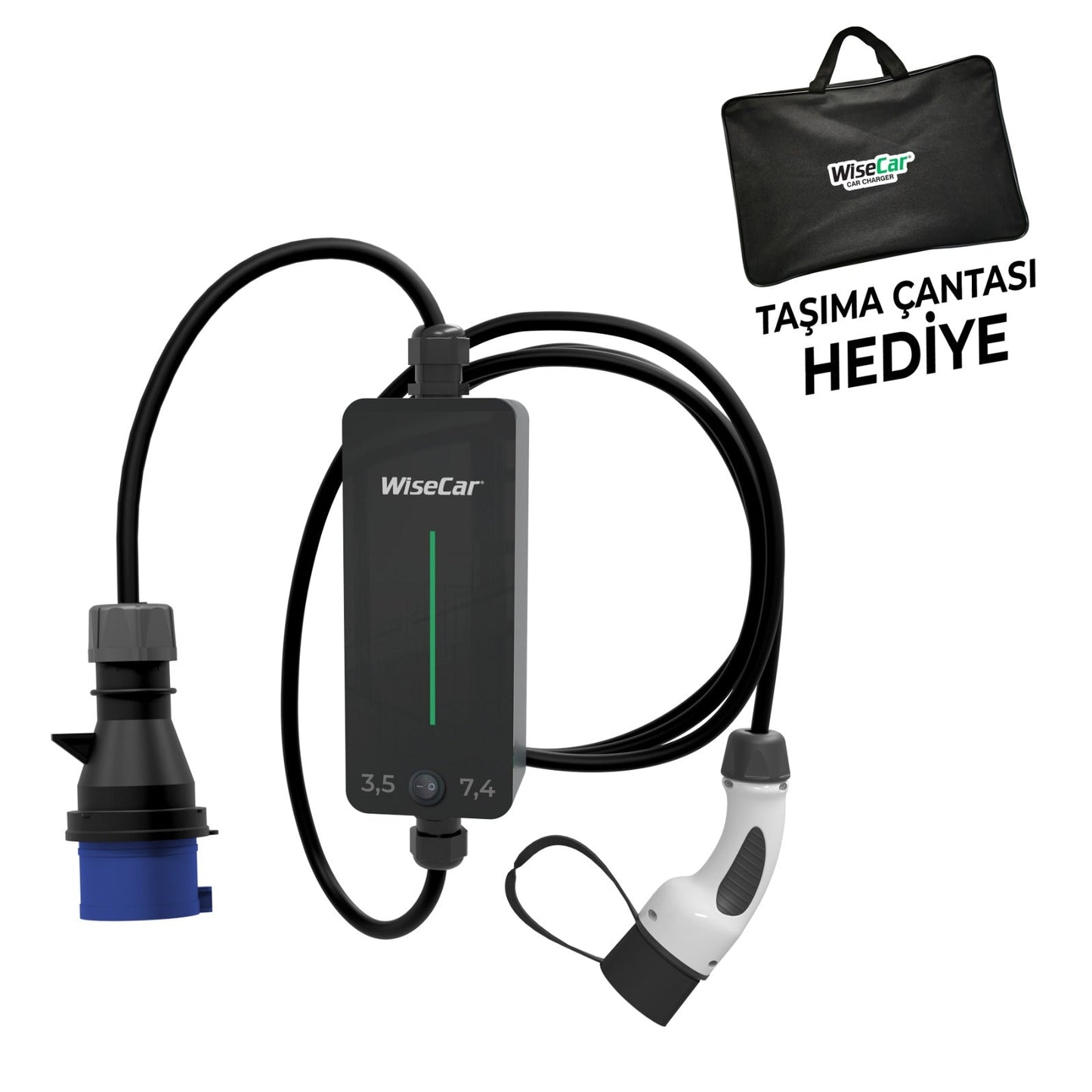 WiseCar WTP1 7.4 KW Taşınabilir Elektrikli Araç Şarj Cihazı WiseCar
