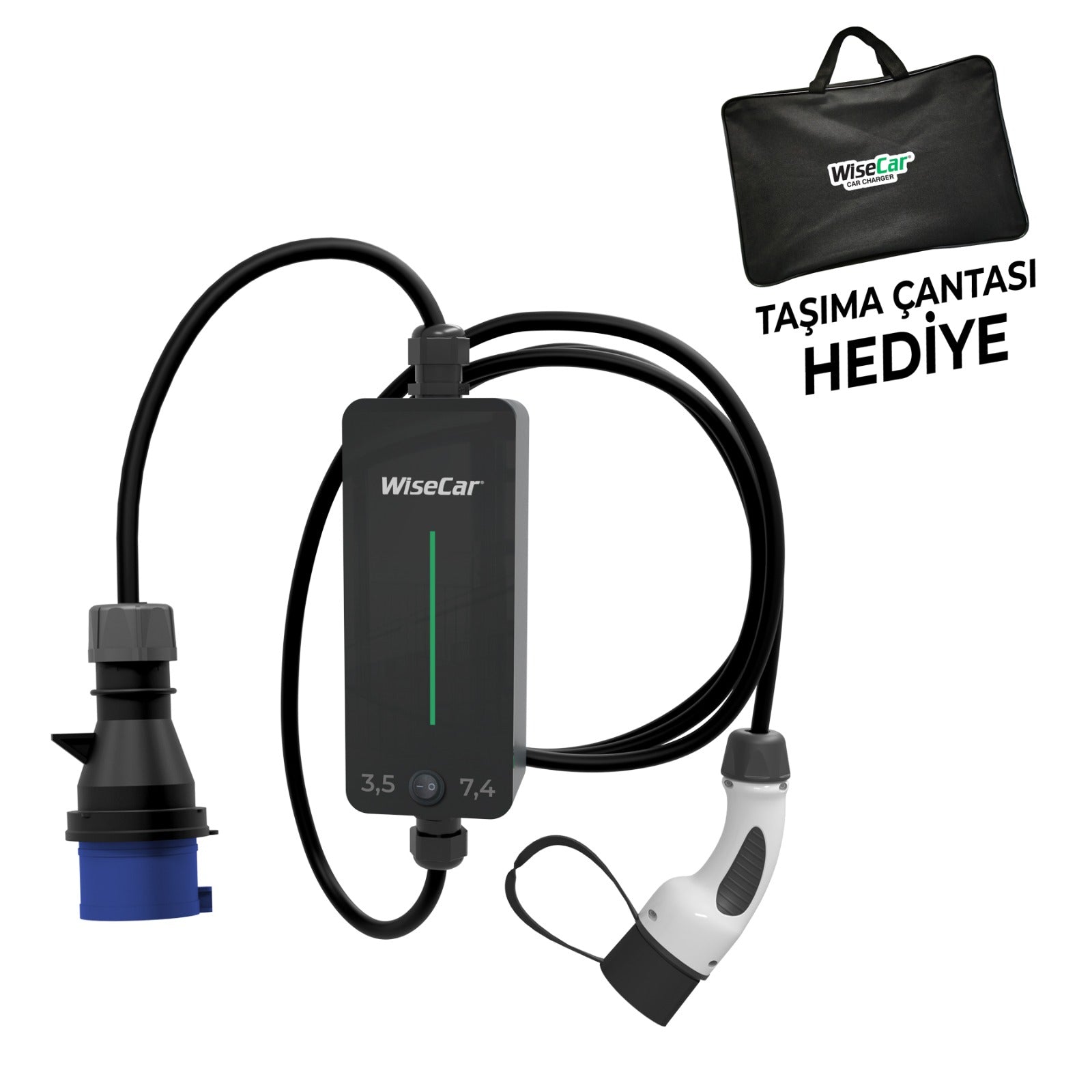 WiseCar WTP1 7.4 KW Taşınabilir Elektrikli Araç Şarj Cihazı WiseCar