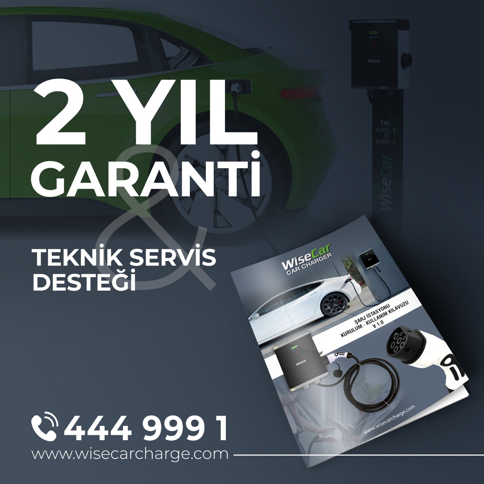 WiseCar WTX1 7.4 KW Elektrikli Araç Şarj İstasyonu KABLOLU WiseCar