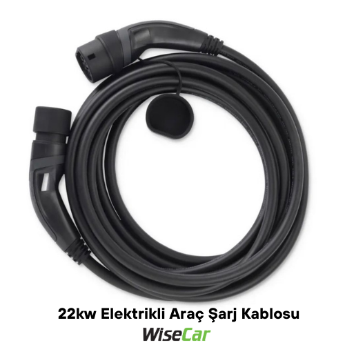 WiseCar Elektrikli Araç Şarj Kablosu Tip 2 - 3Faz, 32A , 22Kw, 5m