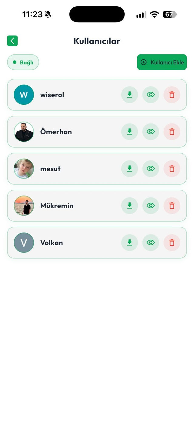 Kullanıcılar ekranı