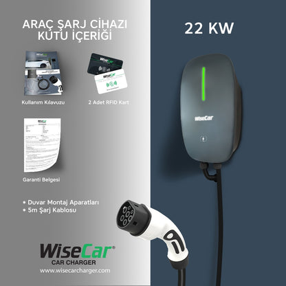 WiseCar WTX3 22 KW Standlı Elektrikli Araç Şarj İstasyonu KABLOLU