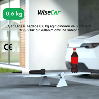 WiseCar WTPe 3.5kW Taşınabilir Elektrikli Araç Şarj Cihazı - 5 Metre Kablo + Taşıma Çantası WiseCar