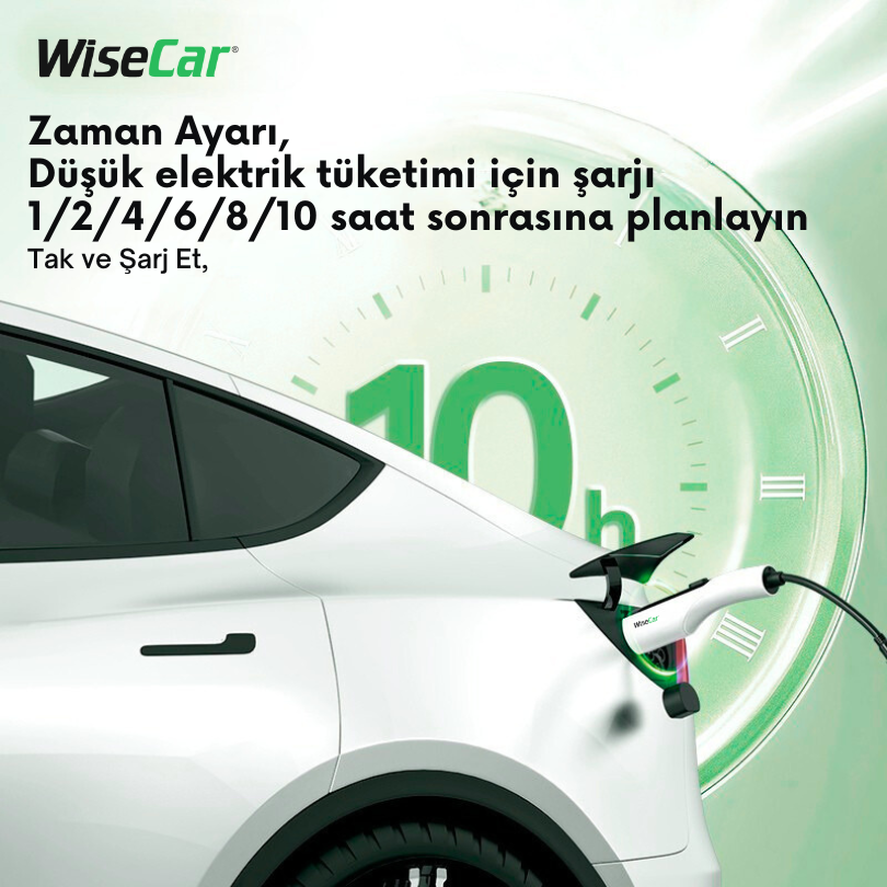 WiseCar WTPe 3.5kW Taşınabilir Elektrikli Araç Şarj Cihazı - 5 Metre Kablo + Taşıma Çantası WiseCar