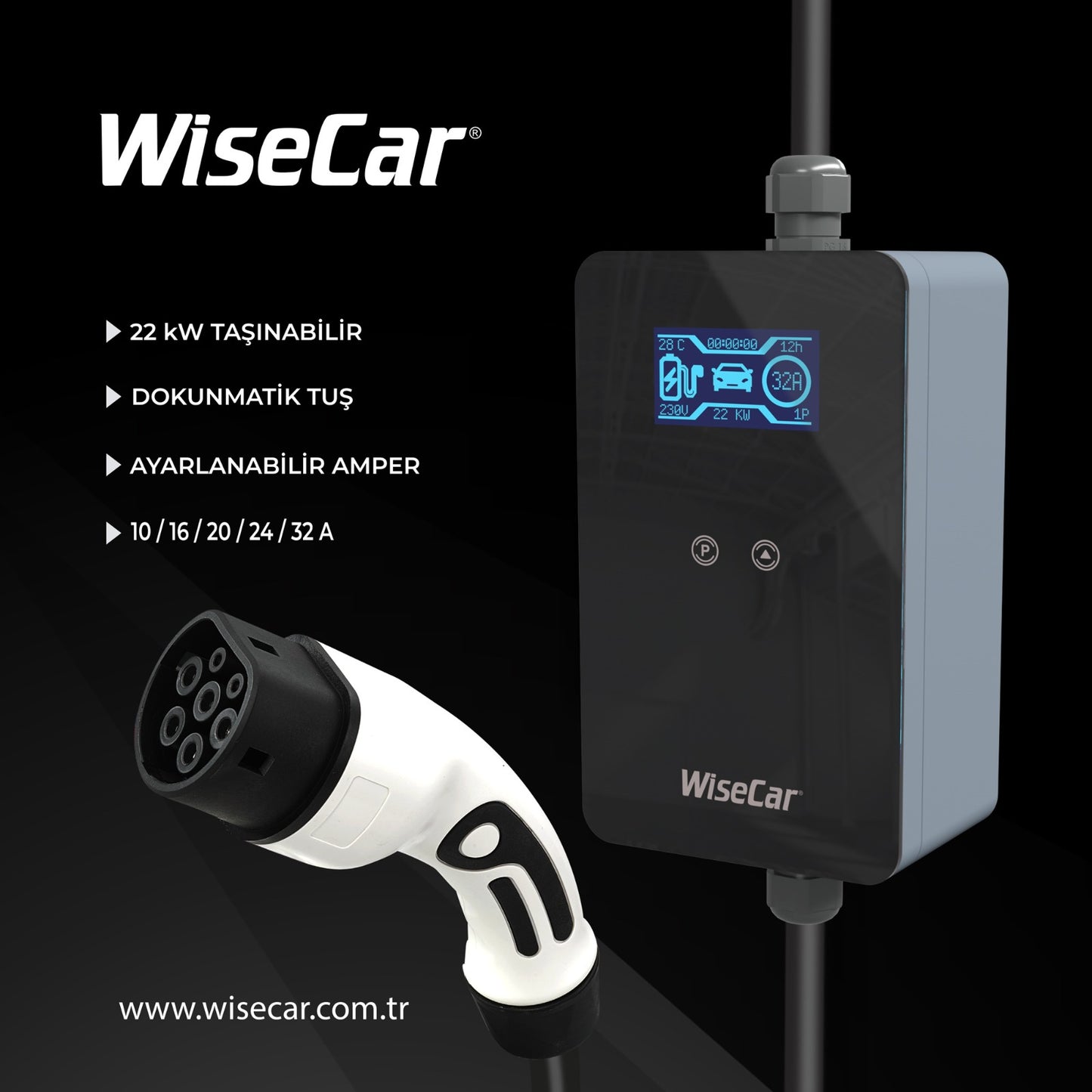 WiseCar WTP3 22 KW tragbares Ladegerät für Elektrofahrzeuge