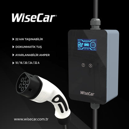 WiseCar WTP3 22 KW Taşınabilir Elektrikli Araç Şarj Cihazı WiseCar