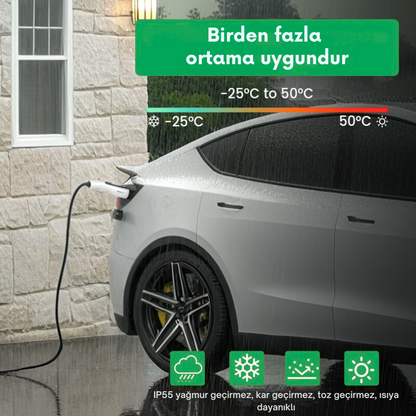 WiseCar WTPe 3.5kW Taşınabilir Elektrikli Araç Şarj Cihazı - 5 Metre Kablo + Taşıma Çantası WiseCar