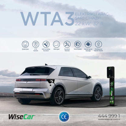 WiseCar WTA Standlı - 11 & 22 kW Elektrikli Araç Şarj Cihazı EV Wallbox Type 2 WiseCar