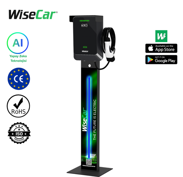 WiseCar WTA Standlı - 11 & 22 kW Elektrikli Araç Şarj Cihazı EV Wallbox Type 2