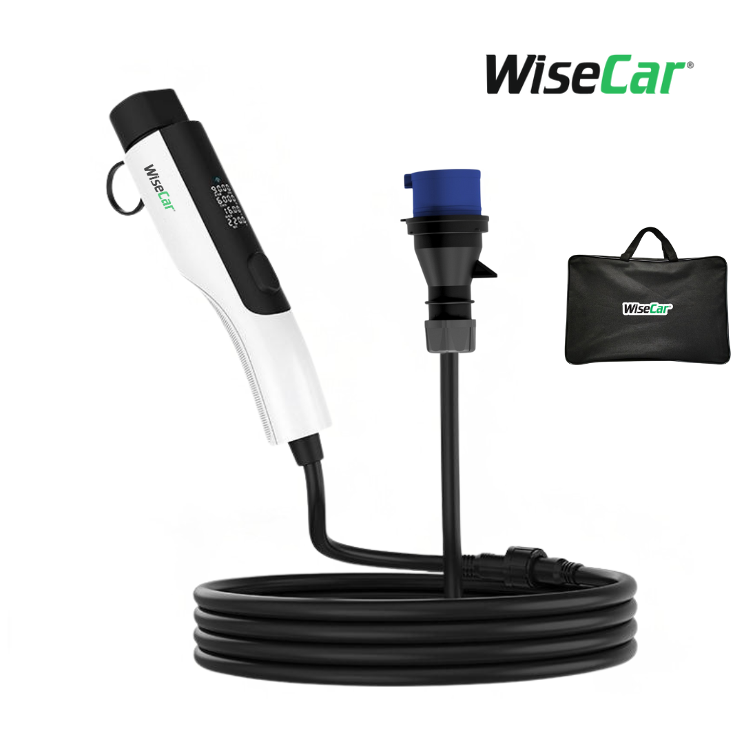 WiseCar WTPe 7.4kW Taşınabilir Elektrikli Araç Şarj Cihazı - 5 Metre Kablo + Taşıma Çantası WiseCar