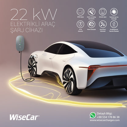 WiseCar WTX3 22 KW Elektrikli Araç Şarj İstasyonu KABLOLU
