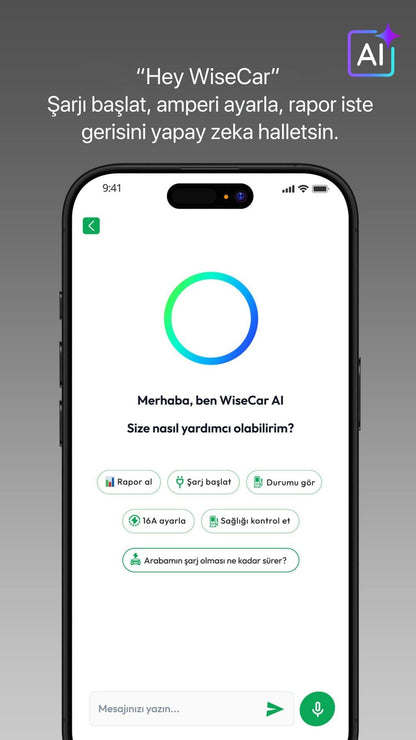 WiseCar WTL – Yapay Zeka Destekli Akıllı Elektrikli Araç Şarj Cihazı | 22 kW | Mobil Uygulama & WiseCar AI WiseCar