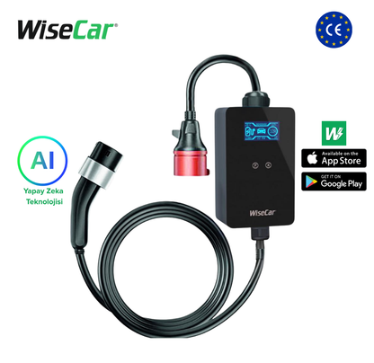 WiseCar WTP3 22 & 11 KW Taşınabilir Yapay Zeka Destekli Akıllı Elektrikli Araç Şarj Cihazı |  Mobil Uygulama & WiseCar AI WiseCar