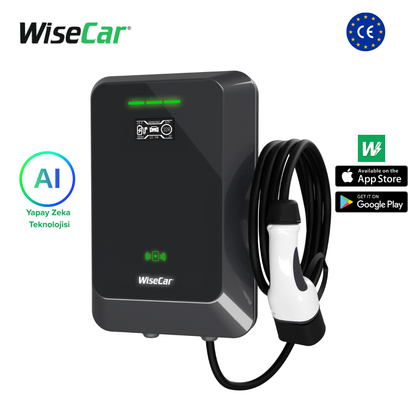 WiseCar WTA - Yapay Zeka Destekli Akıllı Elektrikli Araç Şarj Cihazı | 22 kW | Mobil Uygulama & WiseCar AI WiseCar
