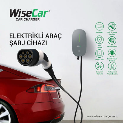 WiseCar WTX1 7.4 KW Elektrikli Araç Şarj İstasyonu KABLOLU
